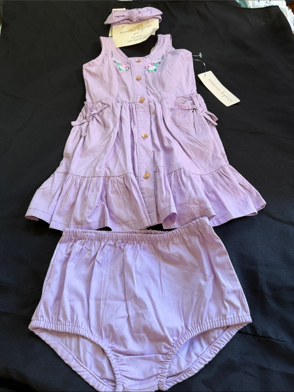 Nanette Lepore Lavender Tiered Dress Set with Headband